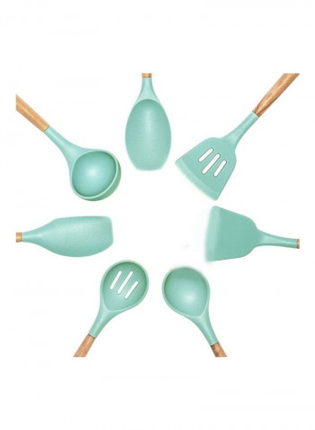 11-Piece Silicone Cooking Utensil Set Green/Beige One Size