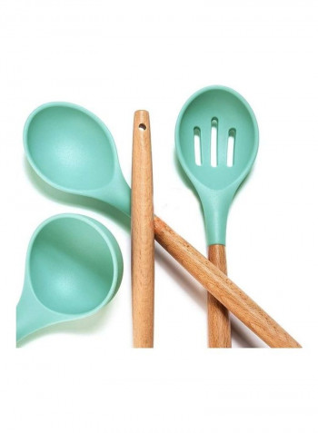11-Piece Silicone Cooking Utensil Set Green/Beige One Size