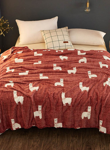Soft Sheep Pattern Bed Blanket Cotton Red 150x200centimeter