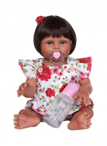 Reborn Lifelike Doll Set with Floral Dress 43.3x15x24.5cm