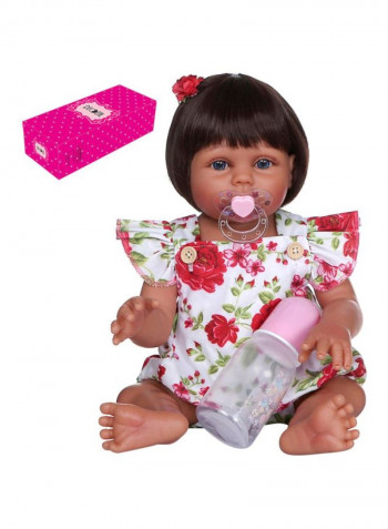 Reborn Lifelike Doll Set with Floral Dress 43.3x15x24.5cm