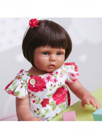 Reborn Lifelike Doll Set with Floral Dress 43.3x15x24.5cm