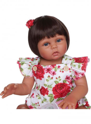 Reborn Lifelike Doll Set with Floral Dress 43.3x15x24.5cm