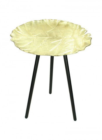 Leaf Pattern Side Table Gold/Black 41 x 41 x 50cm