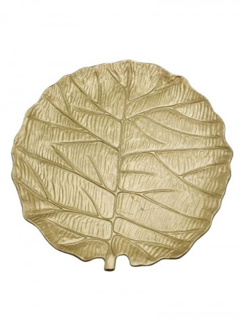 Leaf Pattern Side Table Gold/Black 41 x 41 x 50cm