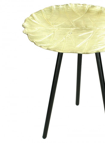 Leaf Pattern Side Table Gold/Black 41 x 41 x 50cm