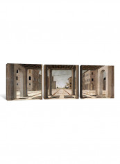 3-Piece Architectural Veduta Canvas Painting Set Multicolour 150x50x3.5centimeter