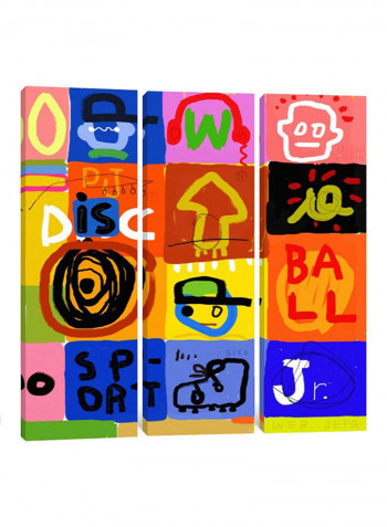 3-Piece Canvas Print Funky Painted Squares Wall Art Multicolour 150 x 150 x 3.5centimeter