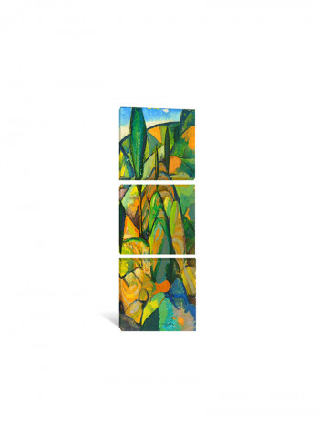 3-Piece Abstract Landscape Canvas Painting Set Multicolour 150x50x3.5centimeter