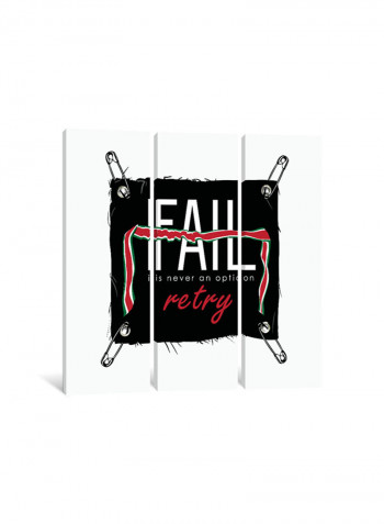 3-Piece Canvas Print Fail And Retry Wall Art Multicolour 150 x 150 x 3.5centimeter