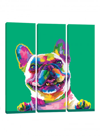 3-Piece Canvas Print Origami Dog Wall Art Multicolour 150 x 150 x 3.5centimeter