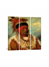 3-Piece Canvas Print White Cloud, Chief Of The Iowas Wall Art Multicolour 150 x 150 x 3.5centimeter