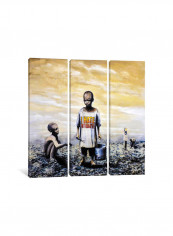 3-Piece Banksy I Hate Mondays Canvas Painting Set Multicolour 150x150x3.5centimeter