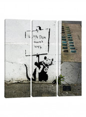 3-Piece Canvas Print Banksy London Does'Nt Work - Rat Wall Art Multicolour 150 x 150 x 3.5centimeter