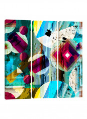 3-Piece Canvas Print Reds And Blues Wall Art Multicolour 150 x 150 x 3.5centimeter