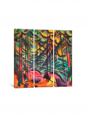 3-Piece Expressive Firs Canvas Painting Set Multicolour 150x150x3.5centimeter