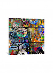 3-Piece Print And Circles Canvas Painting Set Multicolour 150x150x3.5centimeter