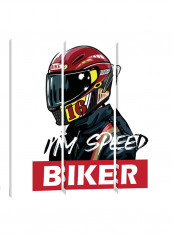 3-Piece Canvas Print Cool Biker Wall Art Multicolour 150 x 150 x 3.5centimeter