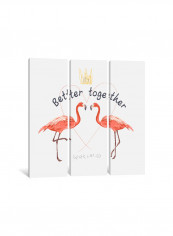 3-Piece Canvas Print Flamingo Love Wall Art Multicolour 150 x 150 x 3.5centimeter