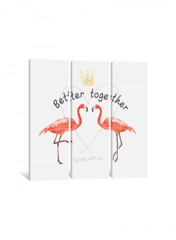 3-Piece Canvas Print Flamingo Love Wall Art Multicolour 150 x 150 x 3.5centimeter