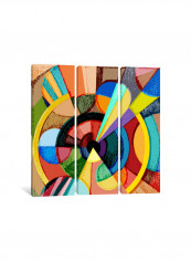 3-Piece Canvas Print In Circles Wall Art Multicolour 150 x 150 x 3.5centimeter