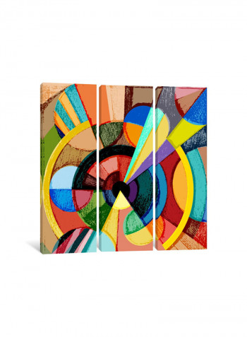 3-Piece Canvas Print In Circles Wall Art Multicolour 150 x 150 x 3.5centimeter