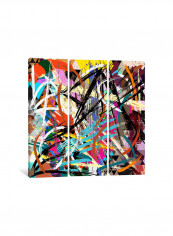 3-Piece Canvas Print Urban Grafitti Strokes Wall Art Multicolour 150 x 150 x 3.5centimeter