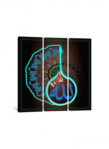 3-Piece Allah Jalla Jala Laho Islamic Canvas Painting Set Multicolour 150x150x3.5centimeter