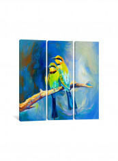 3-Piece Canvas Print Painted Birds Together Wall Art Multicolour 150 x 150 x 3.5centimeter