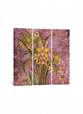 3-Piece Canvas Print Yellow Flowers Wall Art Multicolour 150 x 150 x 3.5centimeter
