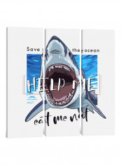 3-Piece Canvas Print Shark Attack Wall Art Multicolour 150 x 150 x 3.5centimeter
