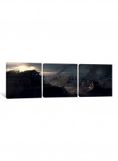 3-Piece Fallen Asian City Canvas Painting Set Multicolour 150x50x3.5centimeter