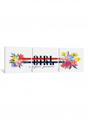 3-Piece Girly Power Canvas Painting Set Multicolour 150x50x3.5centimeter
