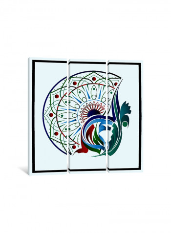 3-Piece Islamic Calligraphy With The Name Of Allah Islamic Canvas Painting Set Multicolour 150x150x3.5centimeter