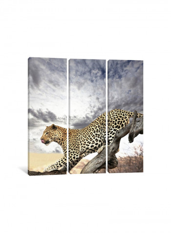 3-Piece Posed Leopard Canvas Painting Set Multicolour 150x150x3.5centimeter