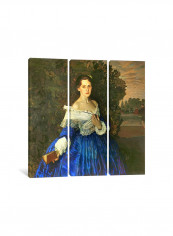 3-Piece Canvas Print Lady In Blue Portrait Of Martynova Wall Art Multicolour 150 x 150 x 3.5centimeter