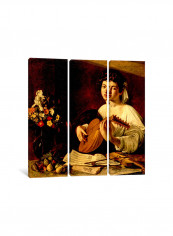 3-Piece The Lute Player Canvas Painting Set Multicolour 150x150x3.5centimeter