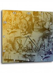 Alice In Wonderland And Collage Art Wall Clock Multicolour 15x15inch