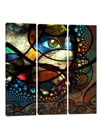 3-Piece Canvas Print Watching You Wall Art Multicolour 150 x 150 x 3.5centimeter