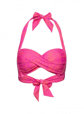 Safari Spot Twist Soft Cup Bikini Top Pink