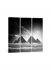 3-Piece Pyramids Over Desert Canvas Painting Set Black/White 150x150x3.5centimeter