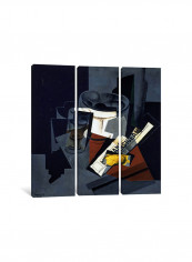3-Piece Still Life With Newspaper Canvas Painting Set Multicolour 150x150x3.5centimeter