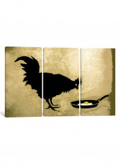 3-Piece Canvas Print Banksy Chicken & Egg Wall Art Multicolour 150 x 100 x 3.5centimeter