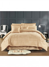 12-Piece Embrace Comforter Set Microfiber Beige King