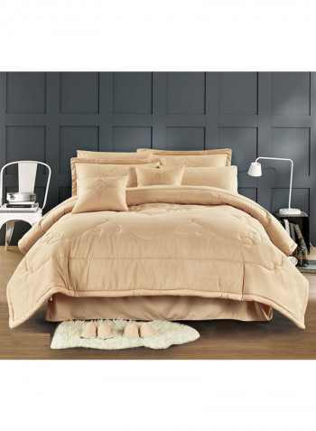 12-Piece Embrace Comforter Set Microfiber Beige King