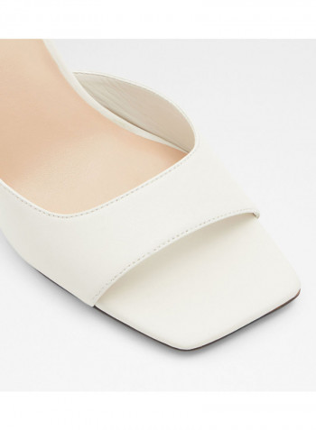 Asteama Adjustable Buckle Peep Toe Heeled Sandals White