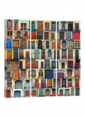 3-Piece Canvas Print Many Doors Wall Art Multicolour 150 x 150 x 3.5centimeter