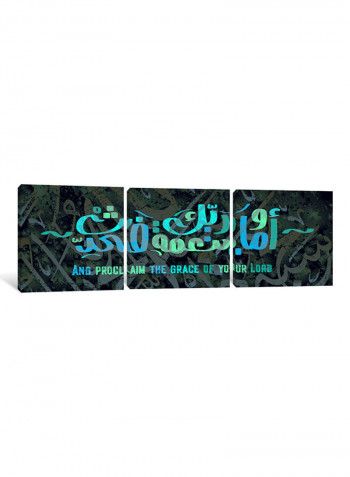 3-Piece Proclaim The Grace Of Your Lord Islamic Canvas Painting Set Multicolour 150x50x3.5centimeter