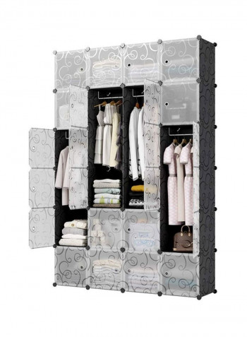 24-Modular Detachable Closet Black/White 147x47x201cm