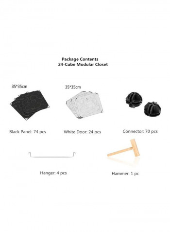 24-Modular Detachable Closet Black/White 147x47x201cm